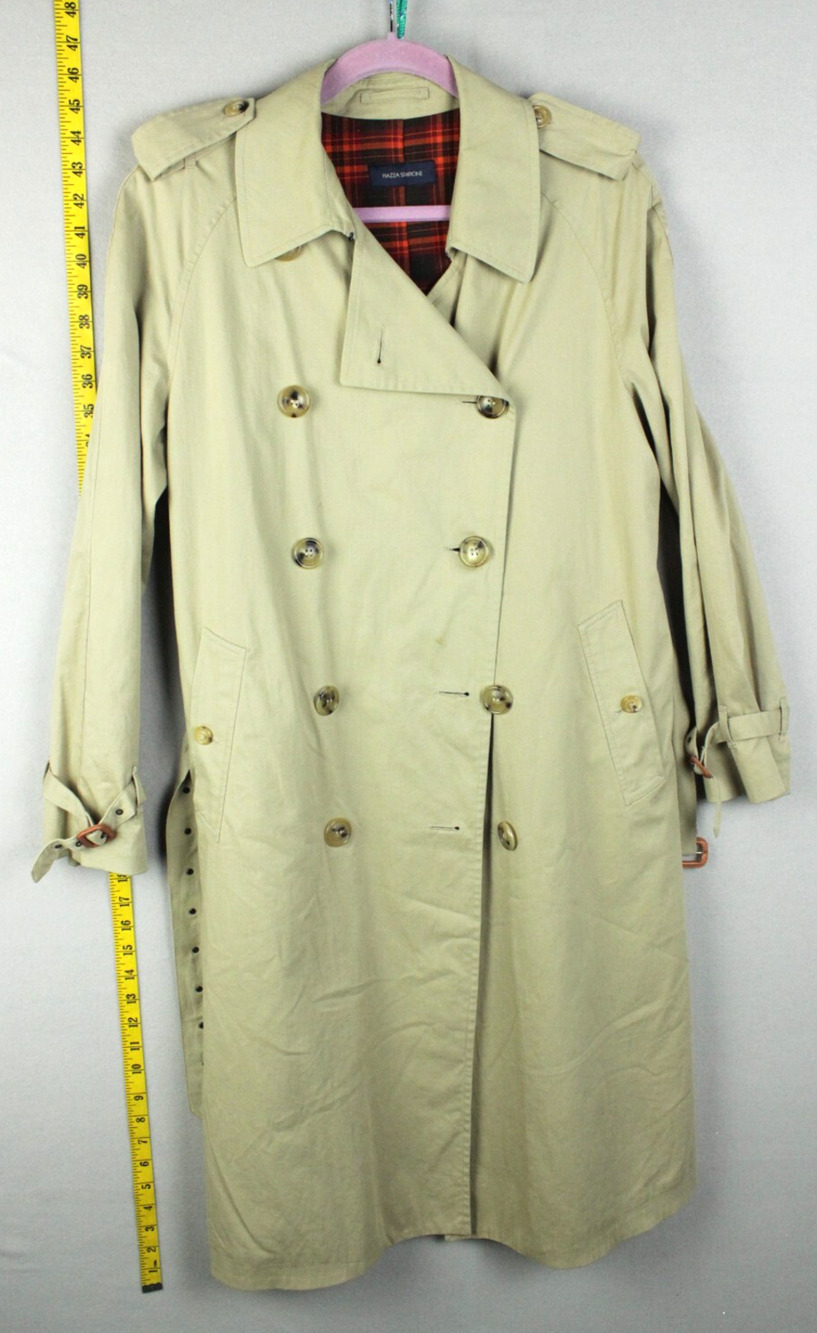 Piazza Sempione Double Breasted Trench Coat Jacket Hvy Wt Size 44 IT/8.5 US